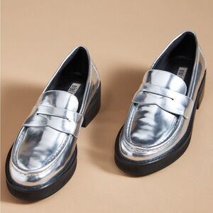 Anthropologie Bibi Lou Silver Loafers - NWB